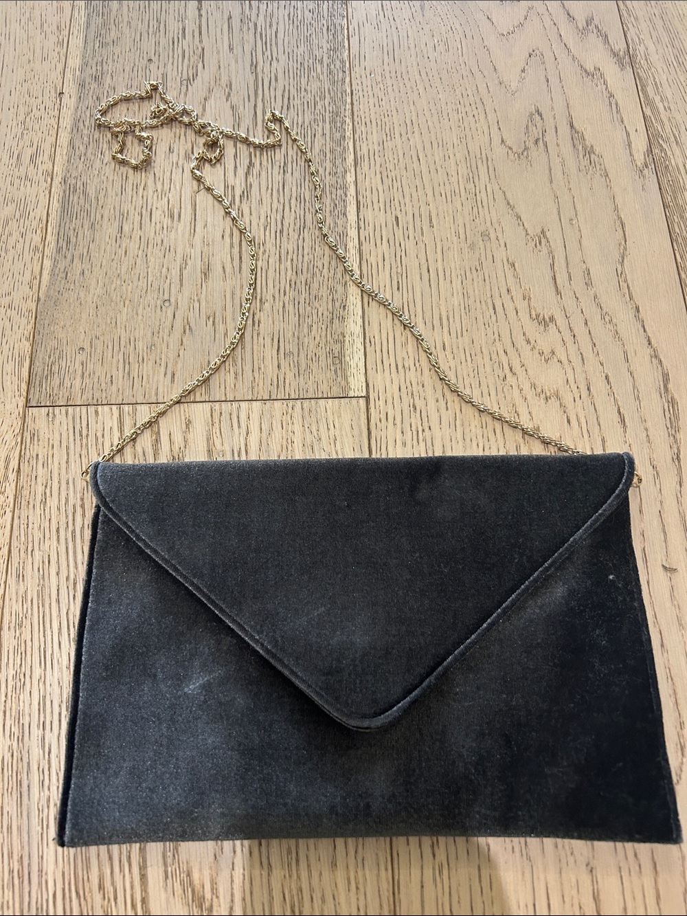 Velvet Envelope Crossbody Bag with Gold Chain